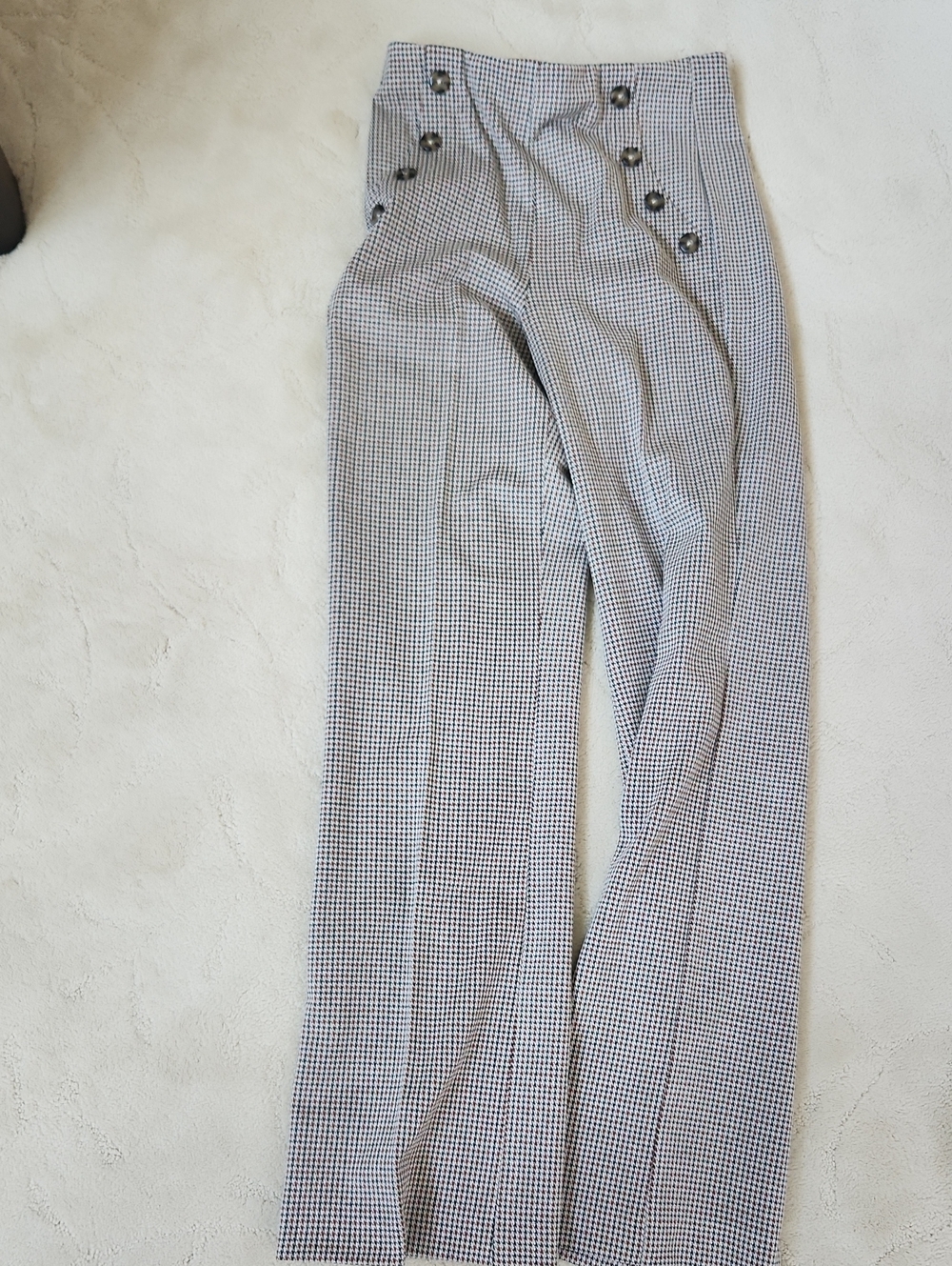 High-Waist Black & White Checkered Women’s Dress Pants